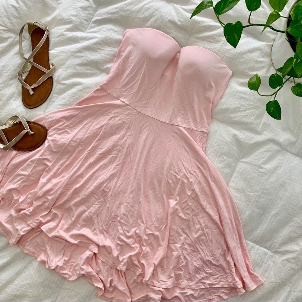 Strapless Pink Dress, built in Bra